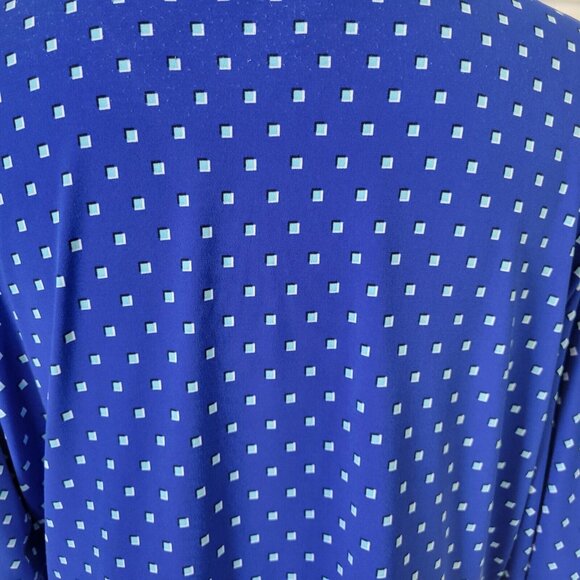 Liz Claiborne Womens Top Extra Large Blue Tiny Squares Poly Blend GEO86E - Picture 5 of 8